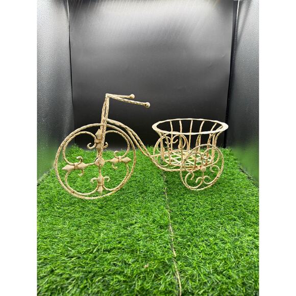 Decorative Ivory Metal Tricycle Planter - Picture 1 of 8
